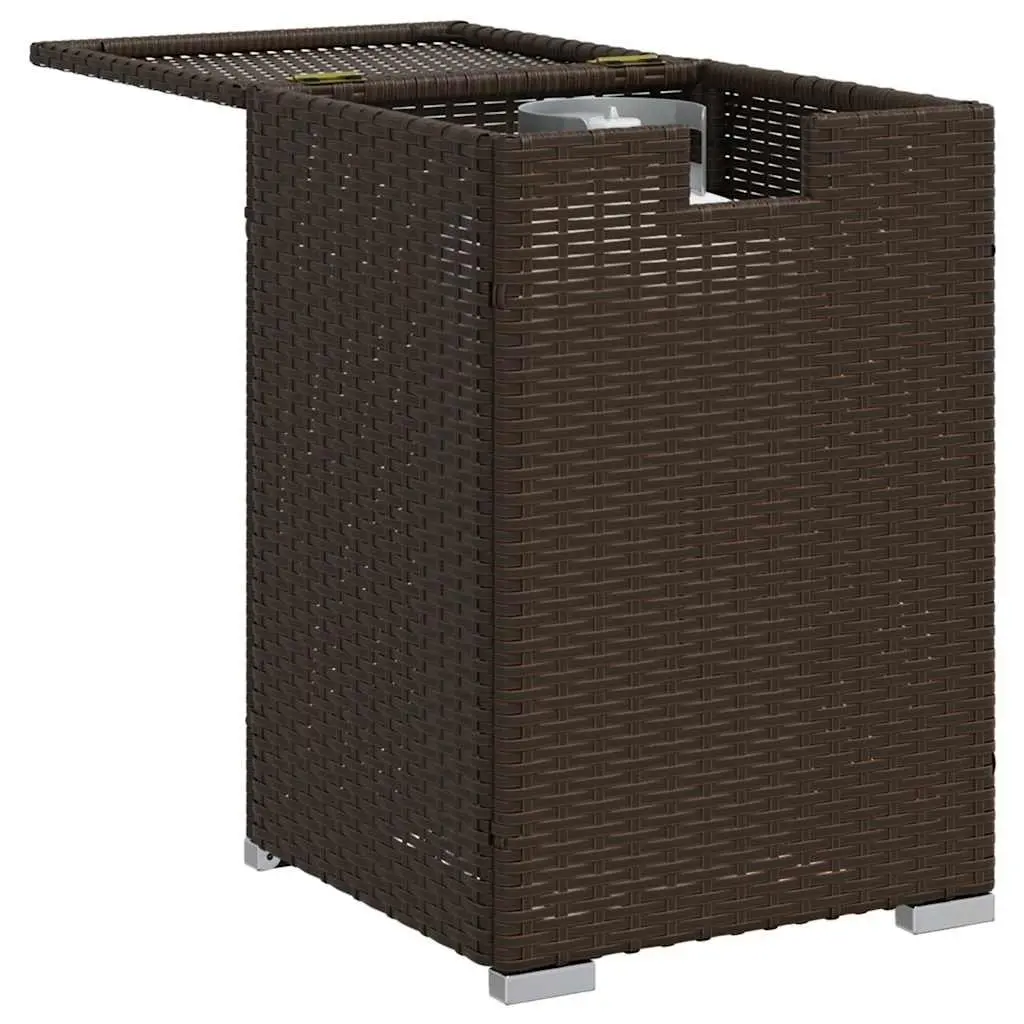 Propane Tank Cover Table Poly Rattan 40x40x60cm Brown Outdoor Storage Side