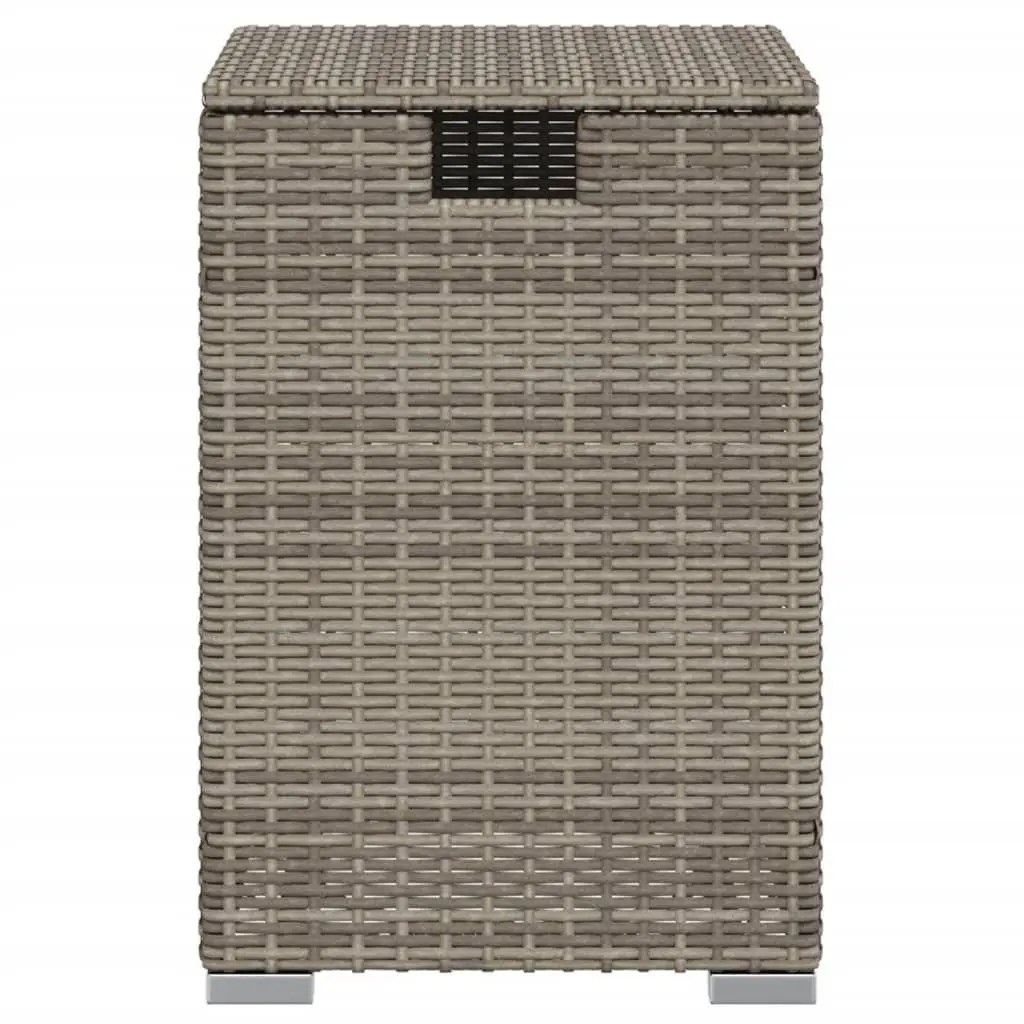 Outdoor Side Table Grey PE Rattan Powder Coated Steel 40x40x60 cm Propane Tank Cover Storage