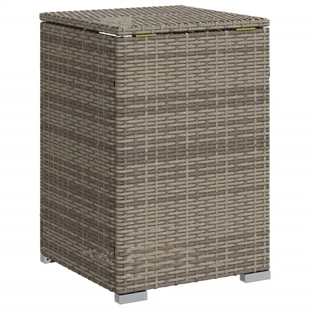 Outdoor Side Table Grey PE Rattan Powder Coated Steel 40x40x60 cm Propane Tank Cover Storage