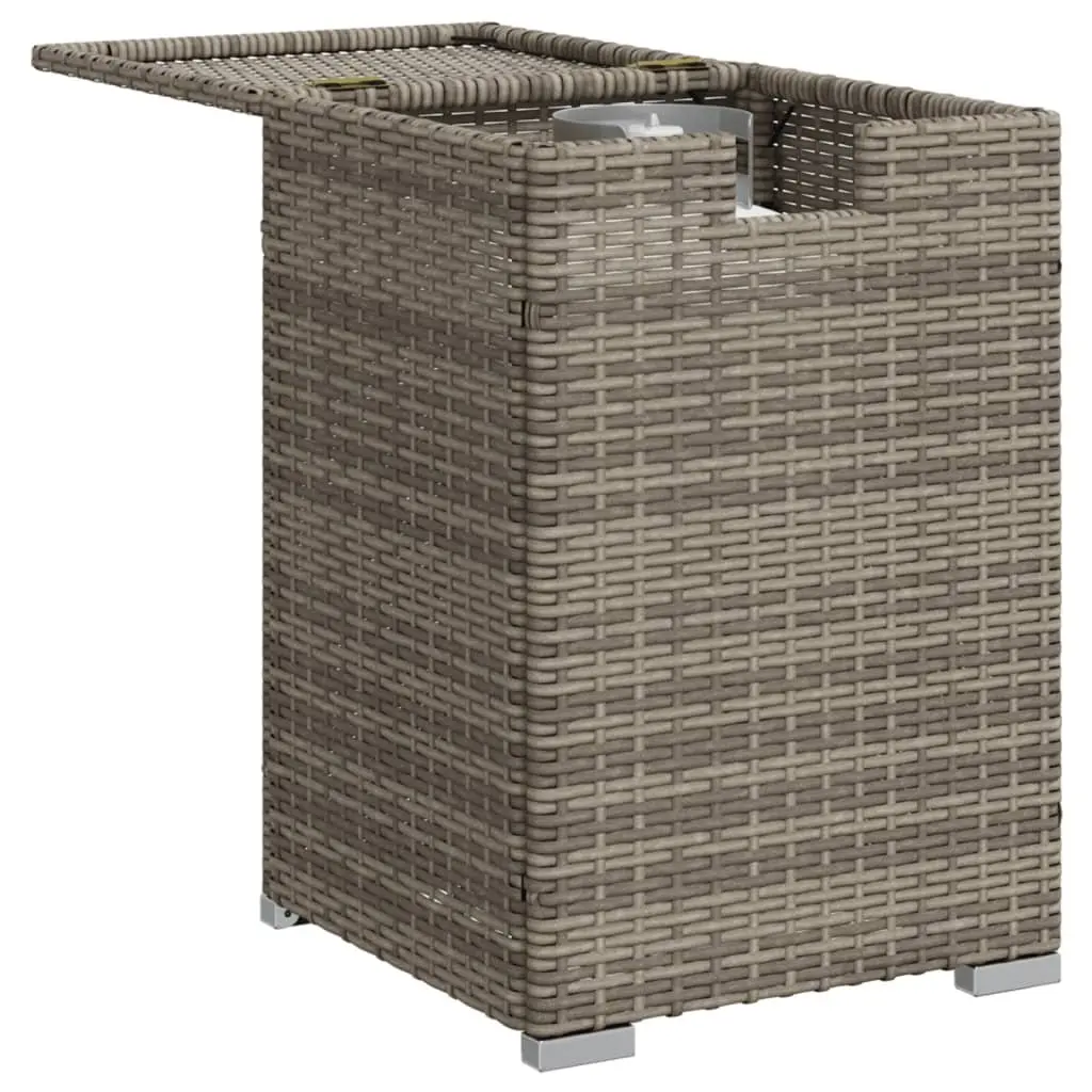 Outdoor Side Table Grey PE Rattan Powder Coated Steel 40x40x60 cm Propane Tank Cover Storage