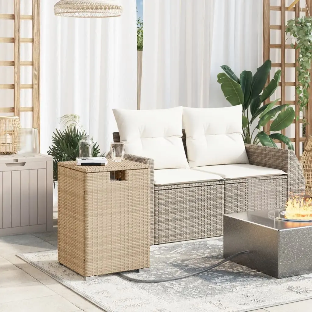 Outdoor Side Table PE Poly Rattan 40 x 40 x 60 cm Beige