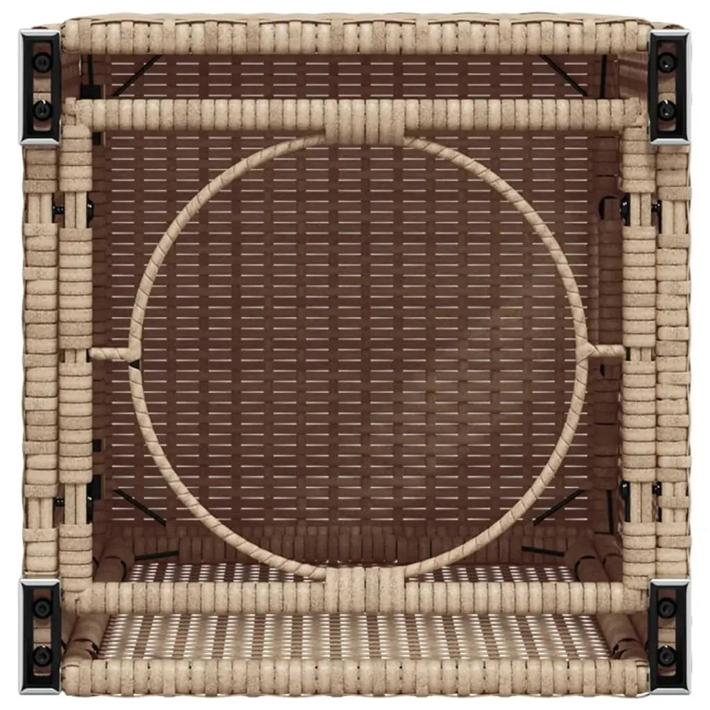 Outdoor Side Table PE Poly Rattan 40 x 40 x 60 cm Beige