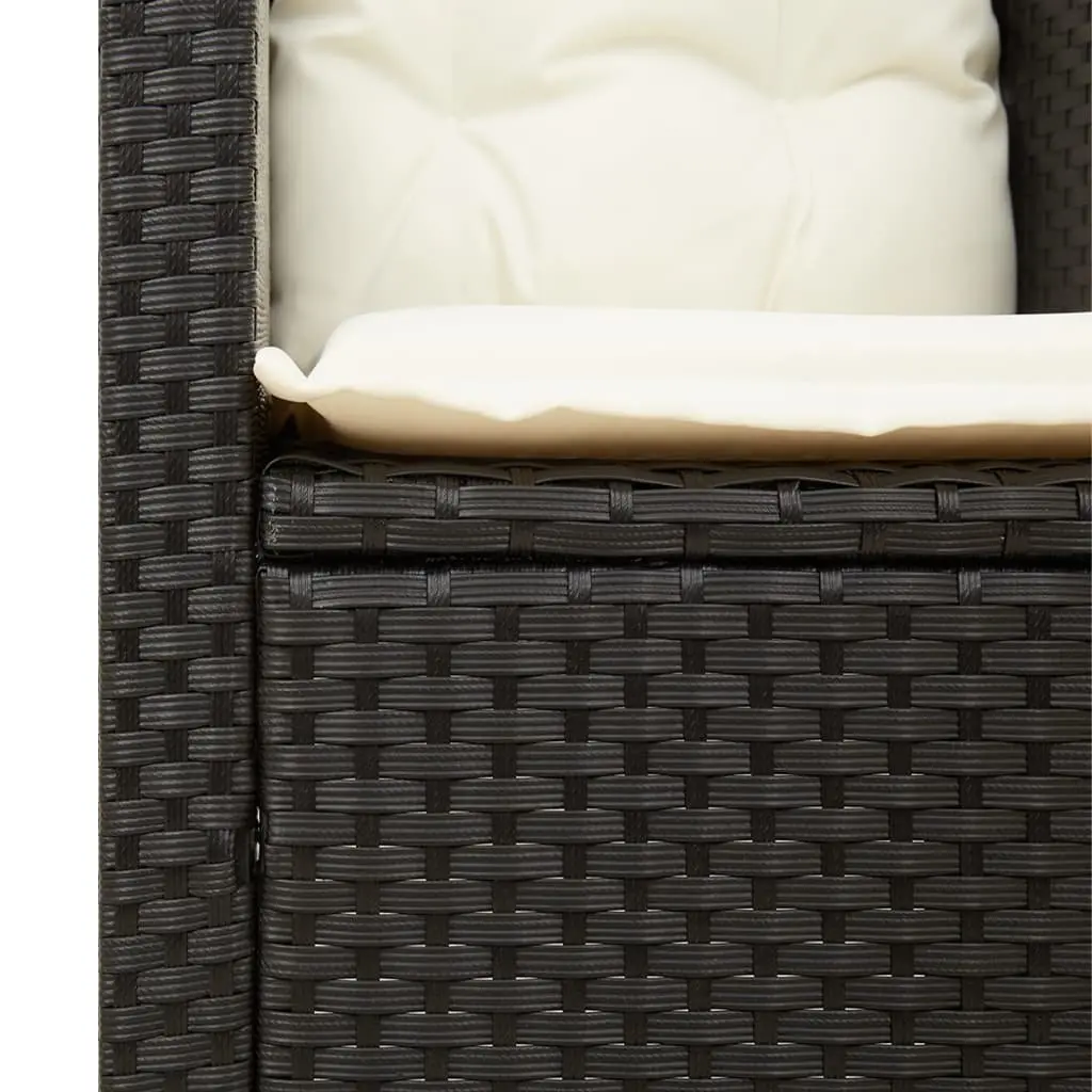 3 Piece Bistro Set Outdoor Garden Furniture Black Poly Rattan Cushioned Chairs