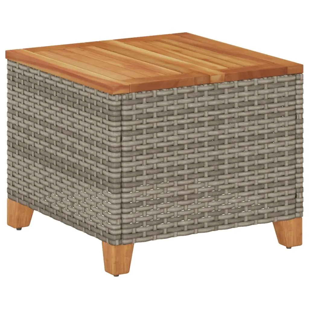 Garden Table Acacia Wood PE Rattan Grey 45x45x37cm Outdoor Patio Furniture