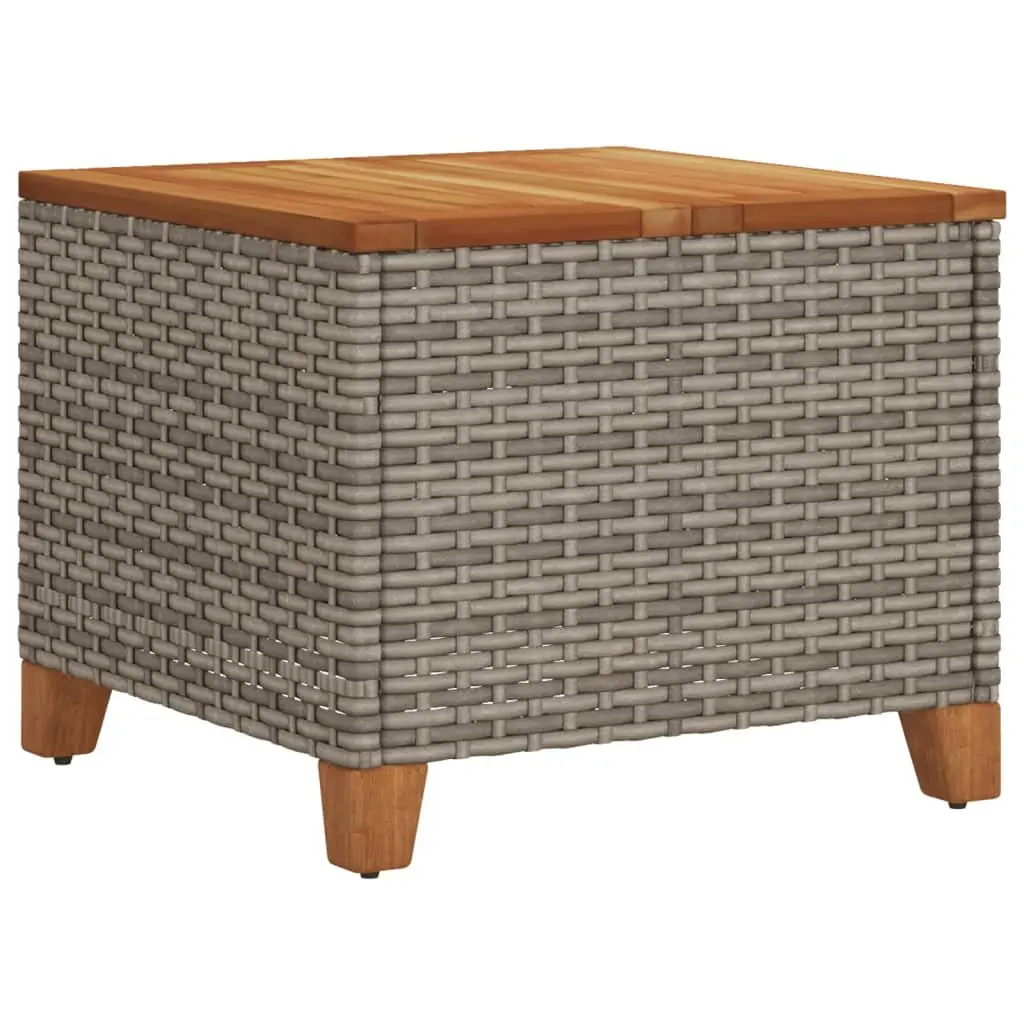 Garden Table Acacia Wood PE Rattan Grey 45x45x37cm Outdoor Patio Furniture