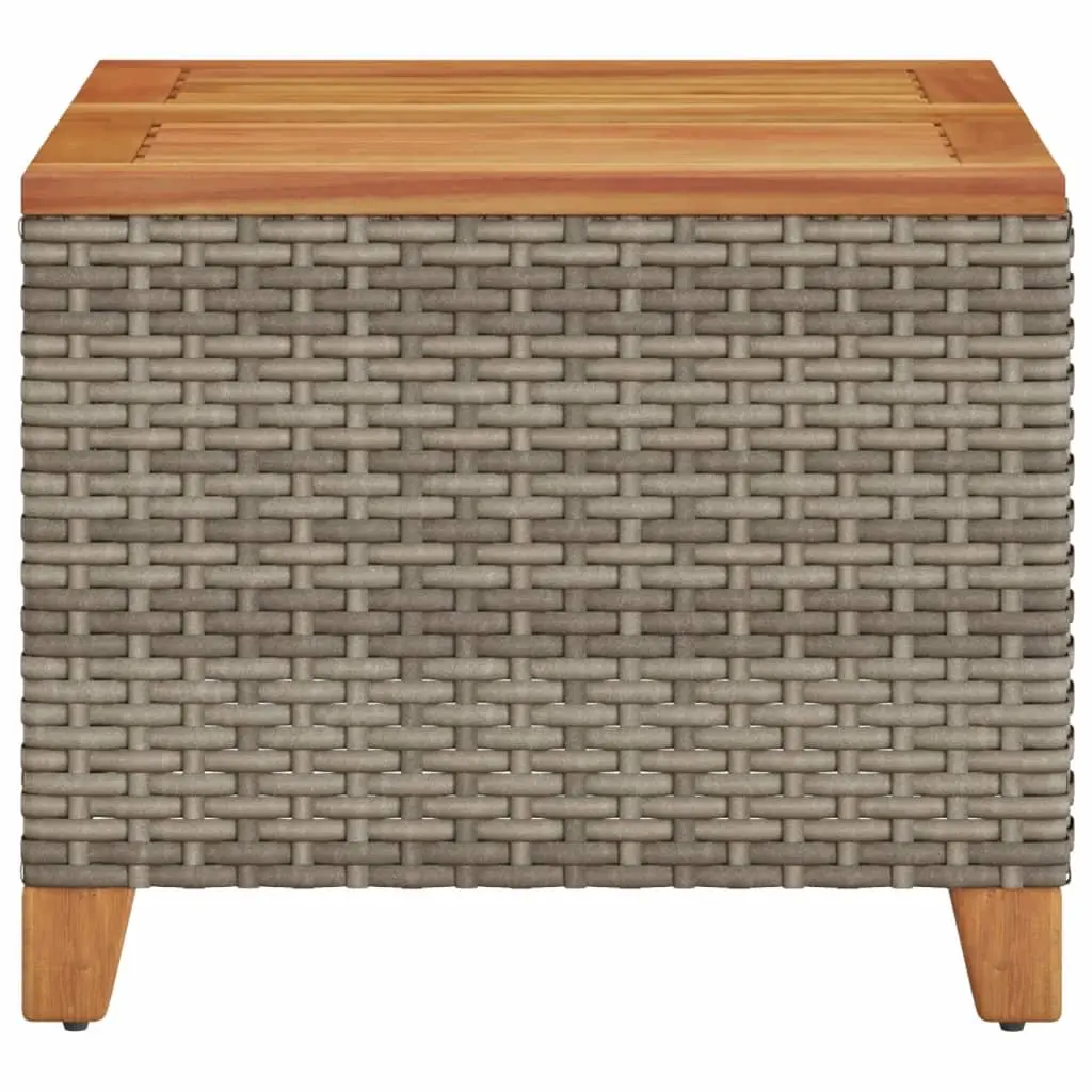 Garden Table Acacia Wood PE Rattan Grey 45x45x37cm Outdoor Patio Furniture