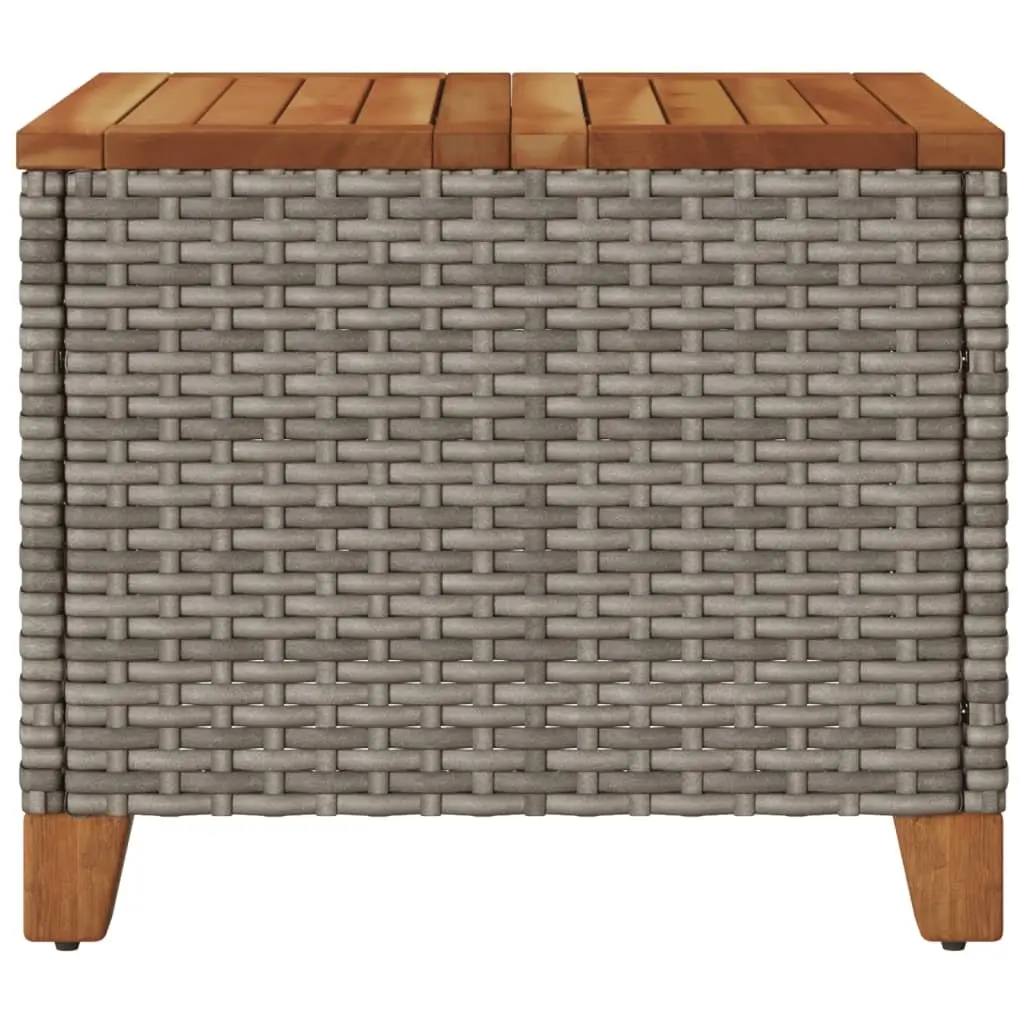 Garden Table Acacia Wood PE Rattan Grey 45x45x37cm Outdoor Patio Furniture