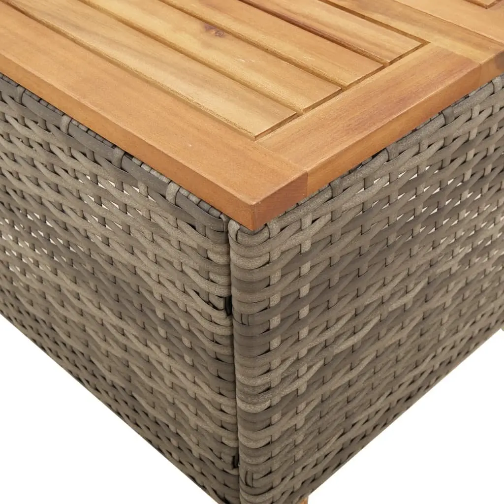 Garden Table Acacia Wood PE Rattan Grey 45x45x37cm Outdoor Patio Furniture