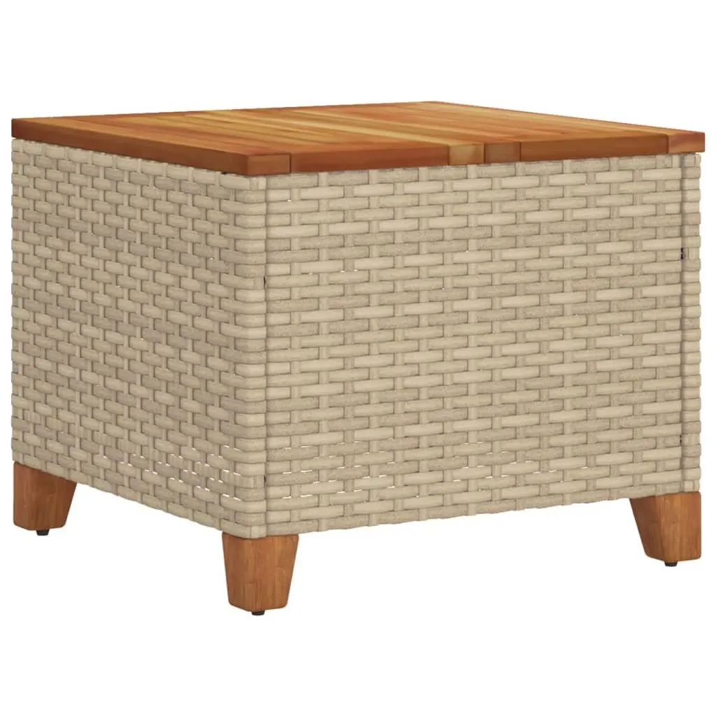 Garden Table Beige 45x45x37cm Outdoor Dining Patio Furniture PE Rattan Acacia
