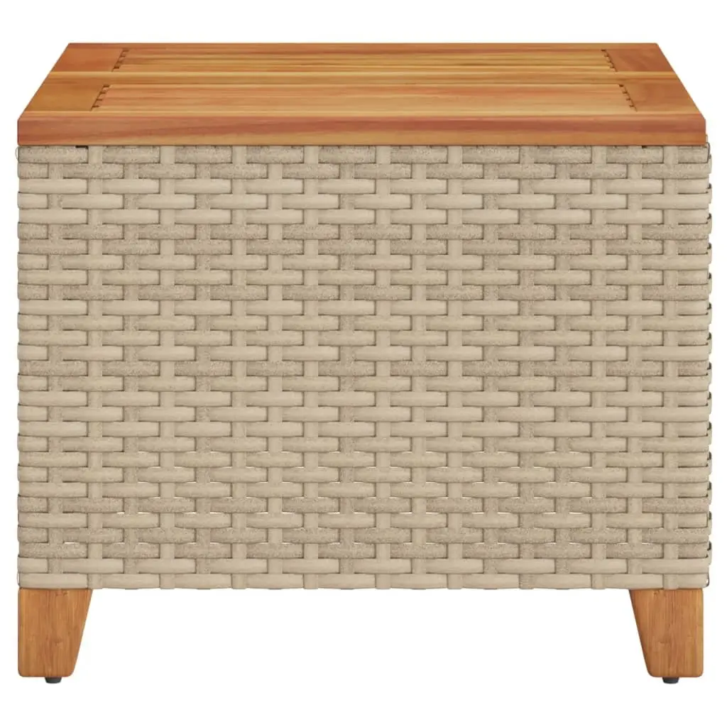 Garden Table Beige 45x45x37cm Outdoor Dining Patio Furniture PE Rattan Acacia