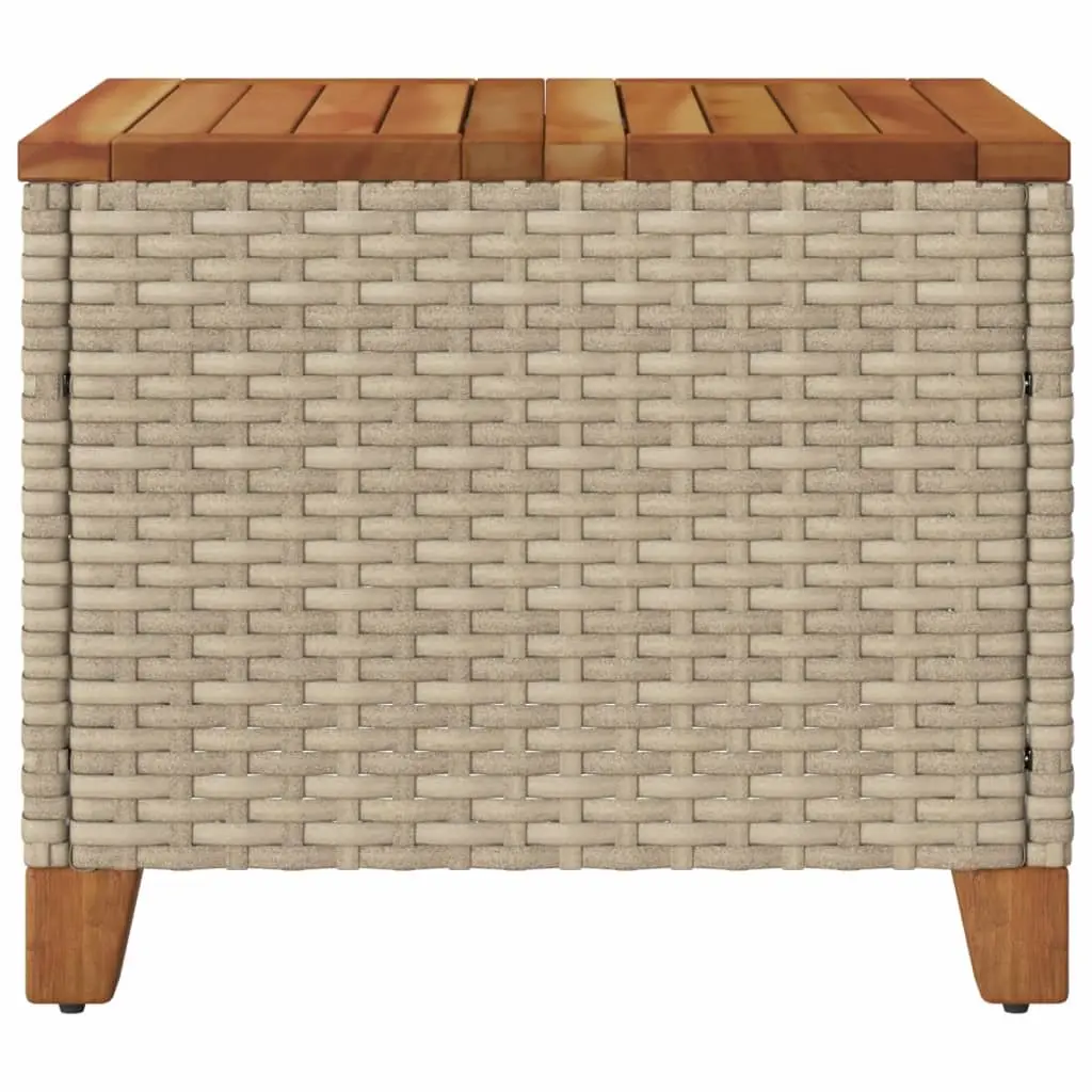 Garden Table Beige 45x45x37cm Outdoor Dining Patio Furniture PE Rattan Acacia