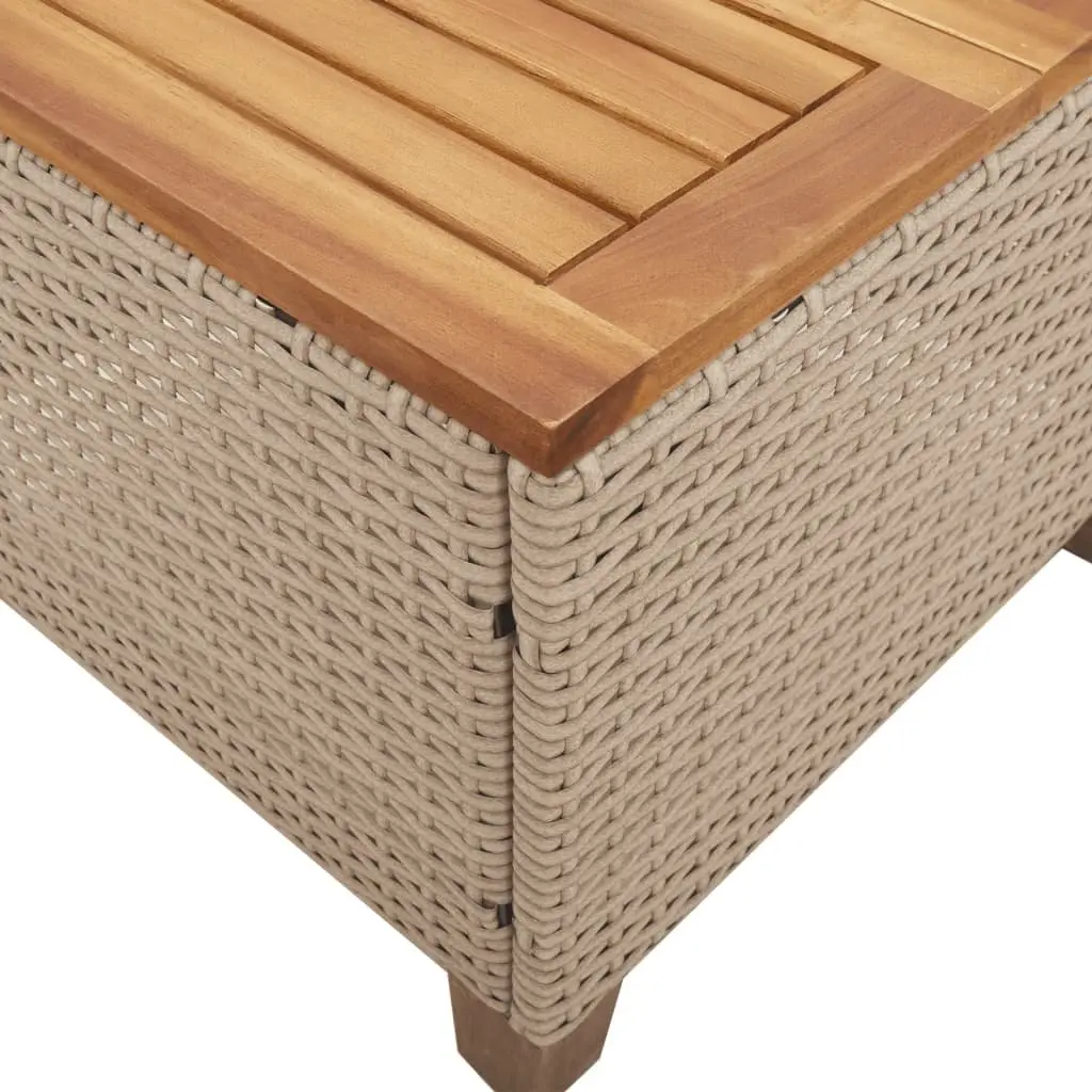 Garden Table Beige 45x45x37cm Outdoor Dining Patio Furniture PE Rattan Acacia