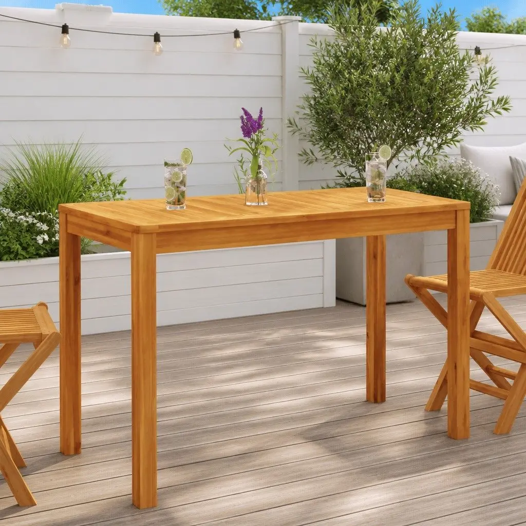 Outdoor Dining Table Solid Acacia Wood Brown 110x55x75cm Garden Furniture