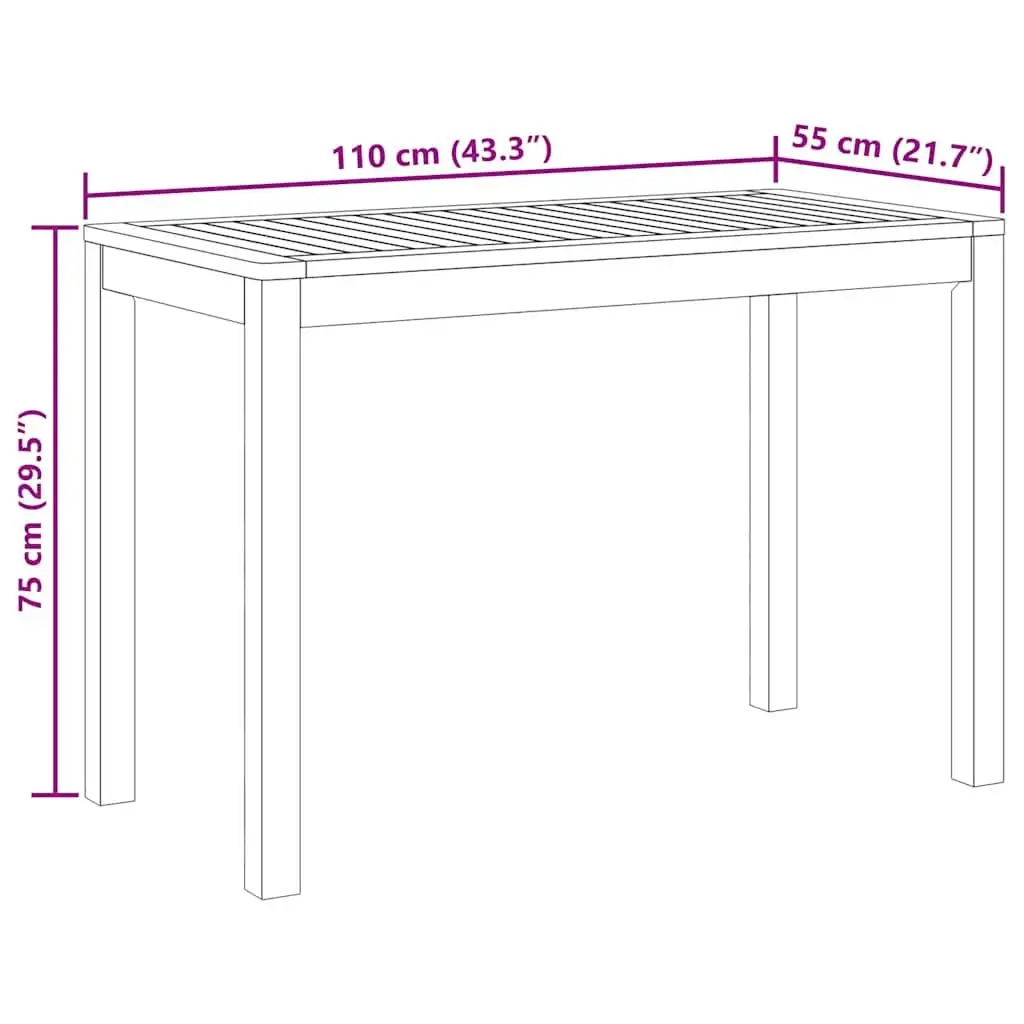 Outdoor Dining Table Solid Acacia Wood Brown 110x55x75cm Garden Furniture