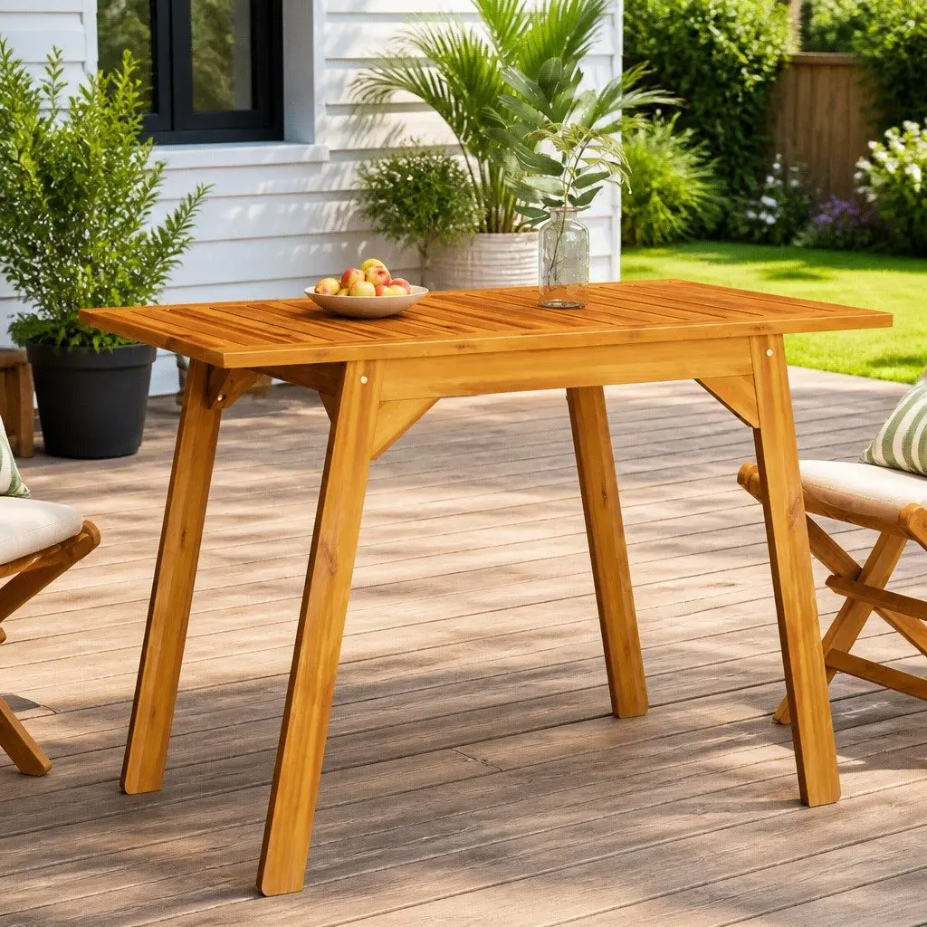 Outdoor Dining Table Solid Acacia Wood 110x56x75cm Brown