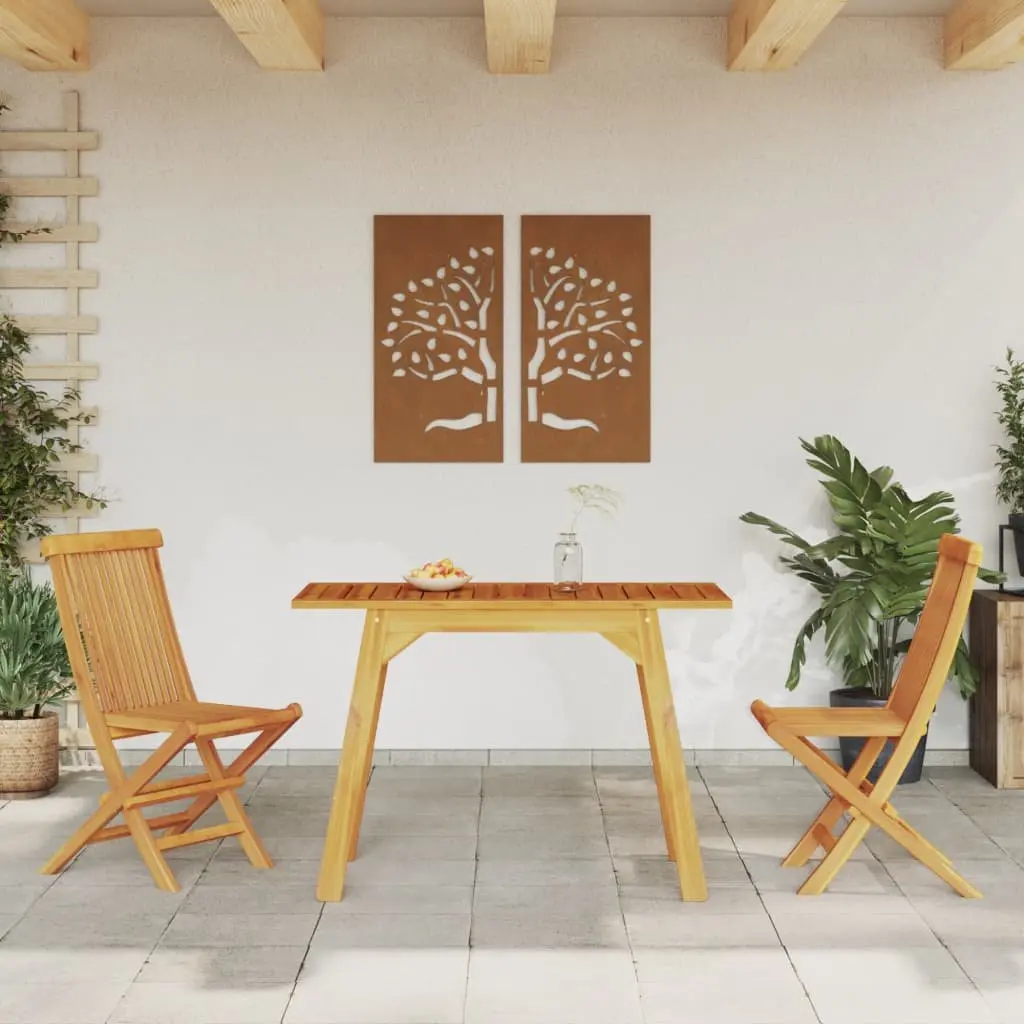 Outdoor Dining Table Solid Acacia Wood 110x56x75cm Brown