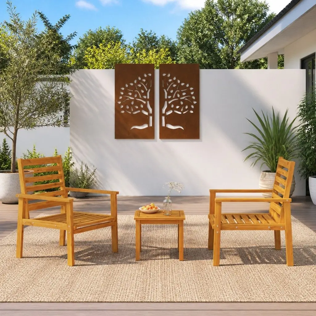 Outdoor Lounge Chairs Set Solid Wood 2 Pieces Brown Garden Patio Furniture