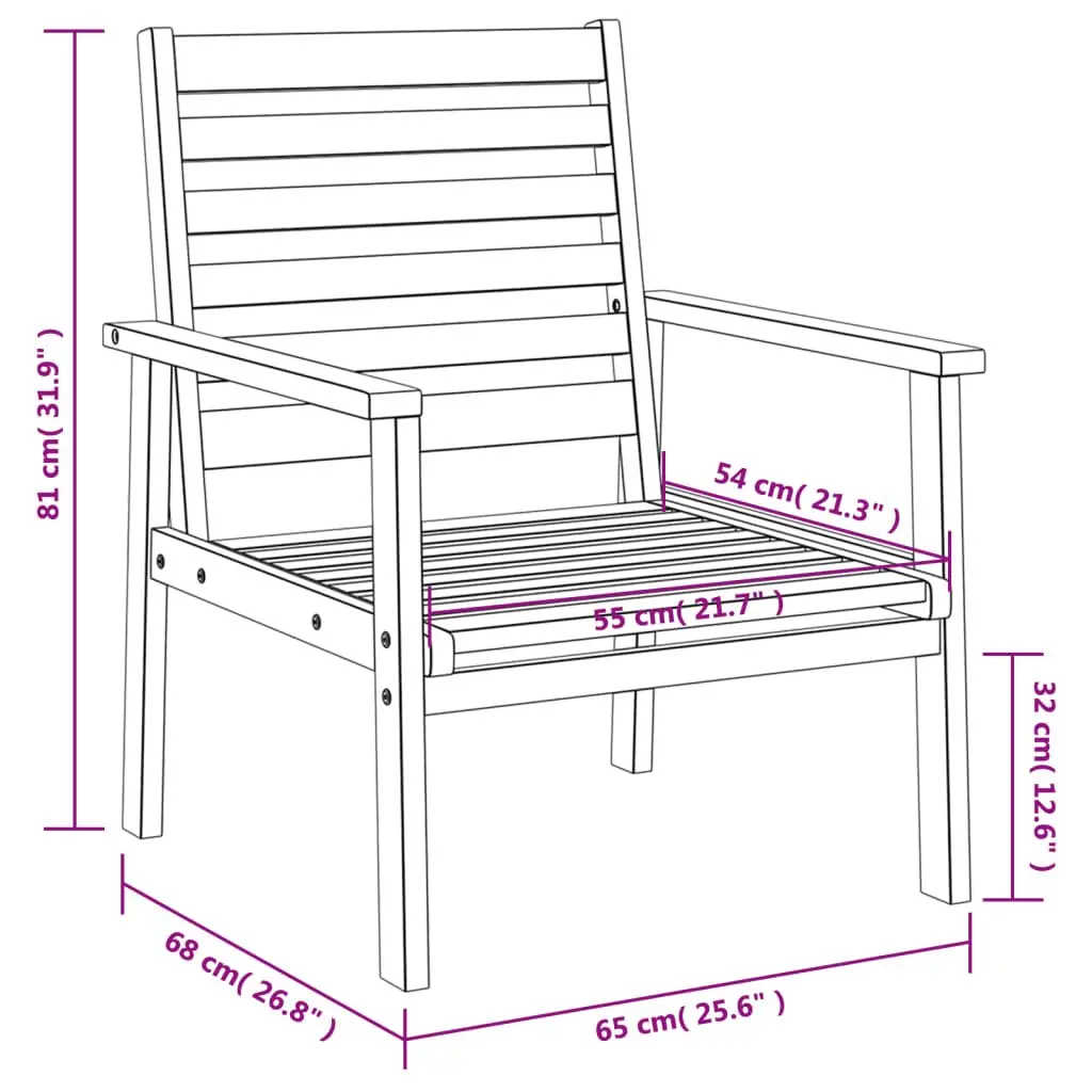Outdoor Lounge Chairs Set Solid Wood 2 Pieces Brown Garden Patio Furniture