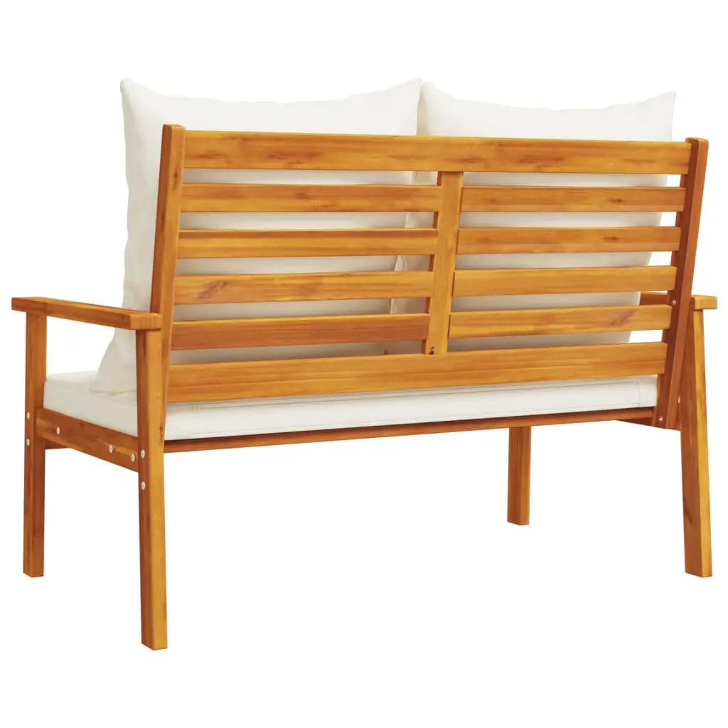 Outdoor Sofa Bench Solid Acacia Wood 120cm Brown with Cushions Backrest Armrests