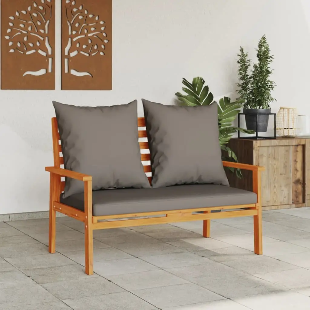 Garden Sofa Bench 120cm Outdoor Seating with Cushion Slatted Design Patio Lounge