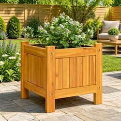 Garden Planter Box Solid Wood Acacia Brown 31x31x30 cm with Liner Patio Deck
