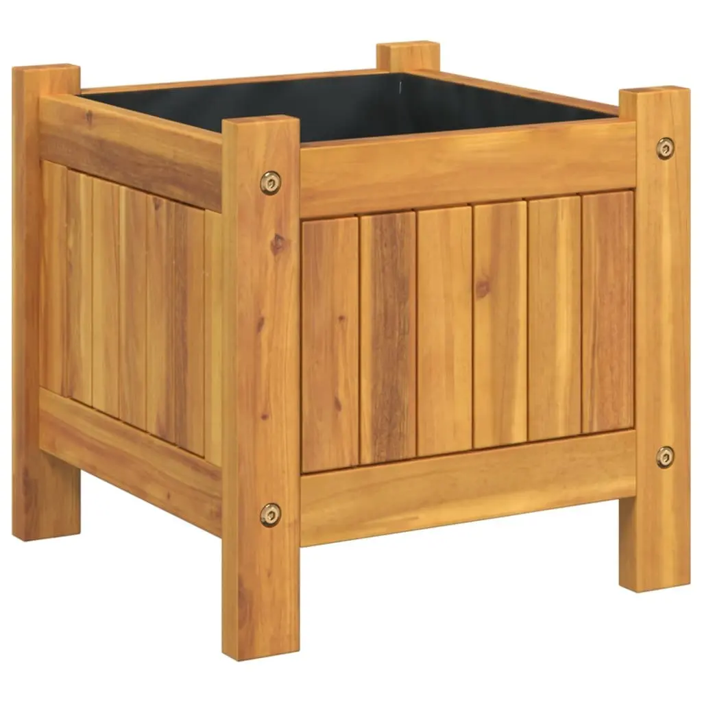 Garden Planter Box Solid Wood Acacia Brown 31x31x30 cm with Liner Patio Deck