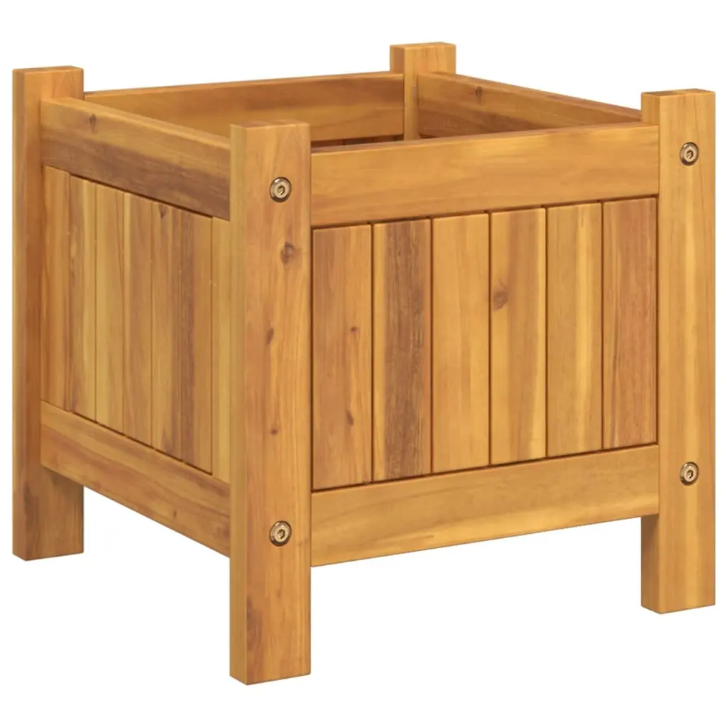 Garden Planter Box Solid Wood Acacia Brown 31x31x30 cm with Liner Patio Deck