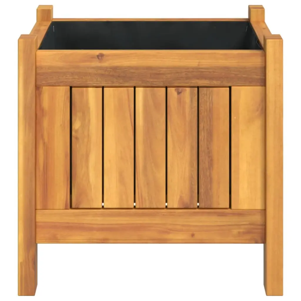 Garden Planter Box Solid Wood Acacia Brown 31x31x30 cm with Liner Patio Deck