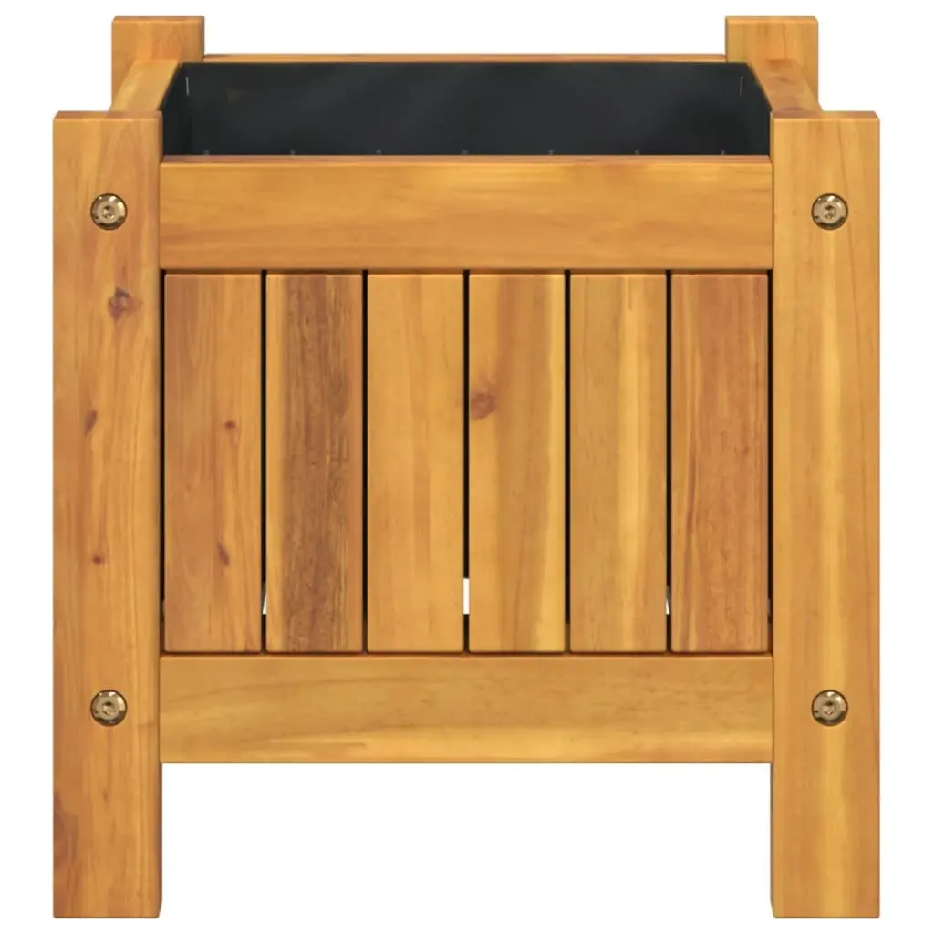 Garden Planter Box Solid Wood Acacia Brown 31x31x30 cm with Liner Patio Deck