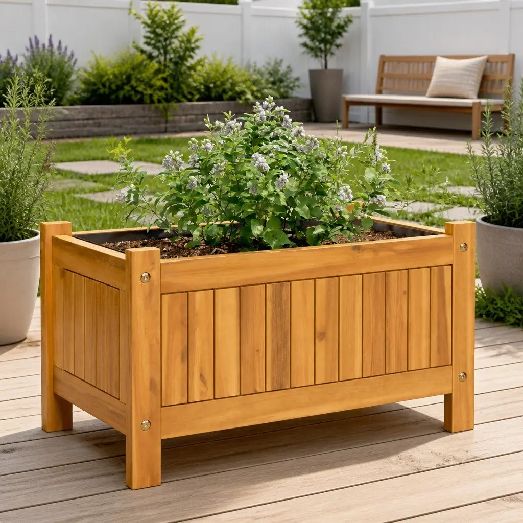 Garden Planter Wooden Box Container Raised Bed Outdoor Patio Balcony Decor Brown