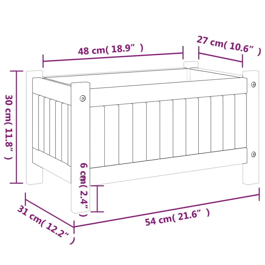 Garden Planter Wooden Box Container Raised Bed Outdoor Patio Balcony Decor Brown