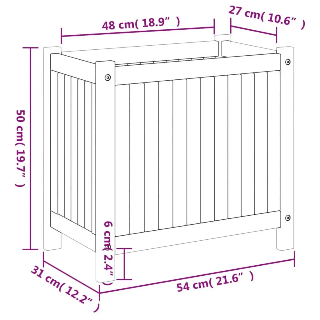 Garden Planter Box with Drainage Slats