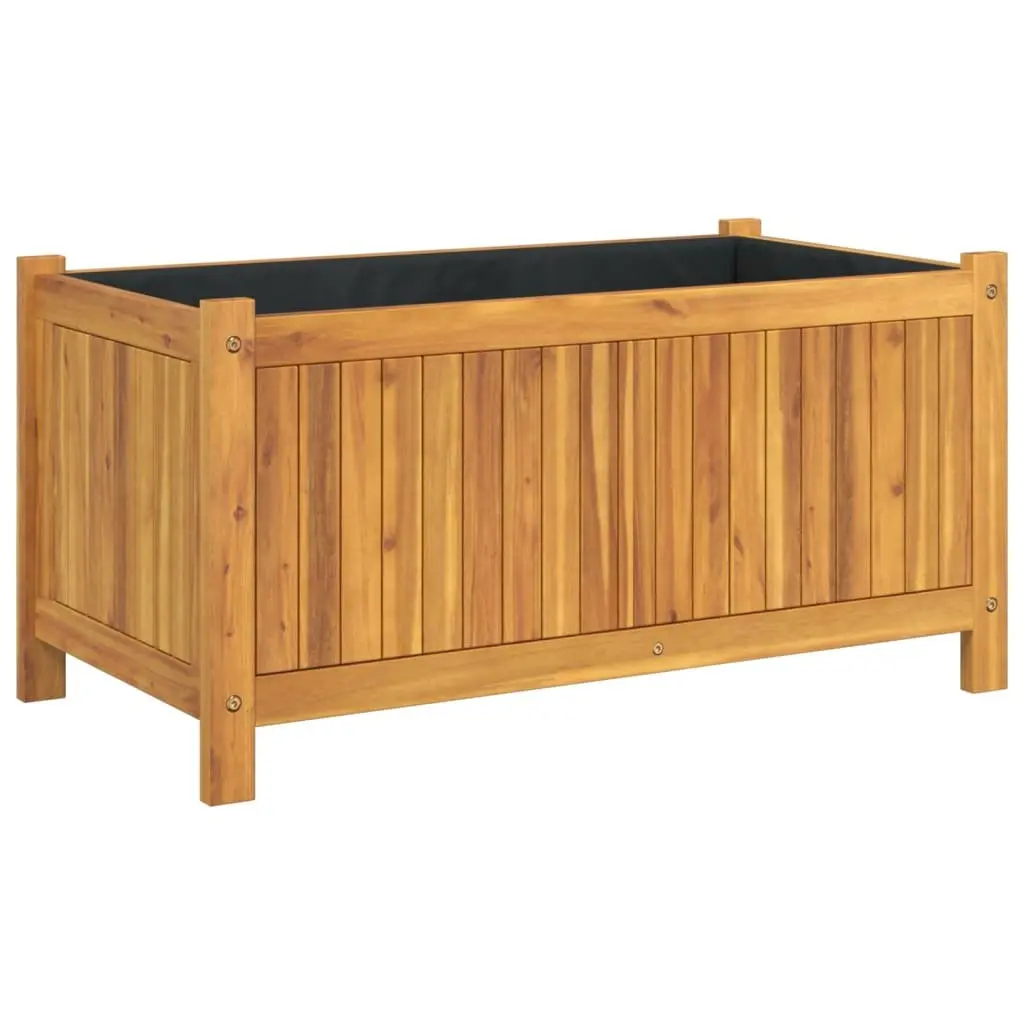 Wooden Garden Planter Box with Liner 80x42x40 cm Solid Wood Outdoor Flower Pot