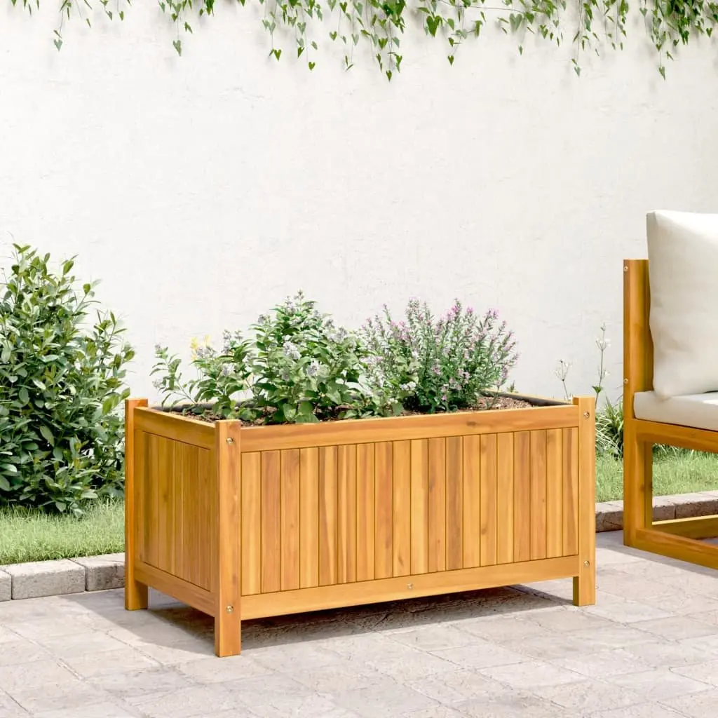 Wooden Garden Planter Box with Liner 80x42x40 cm Solid Wood Outdoor Flower Pot