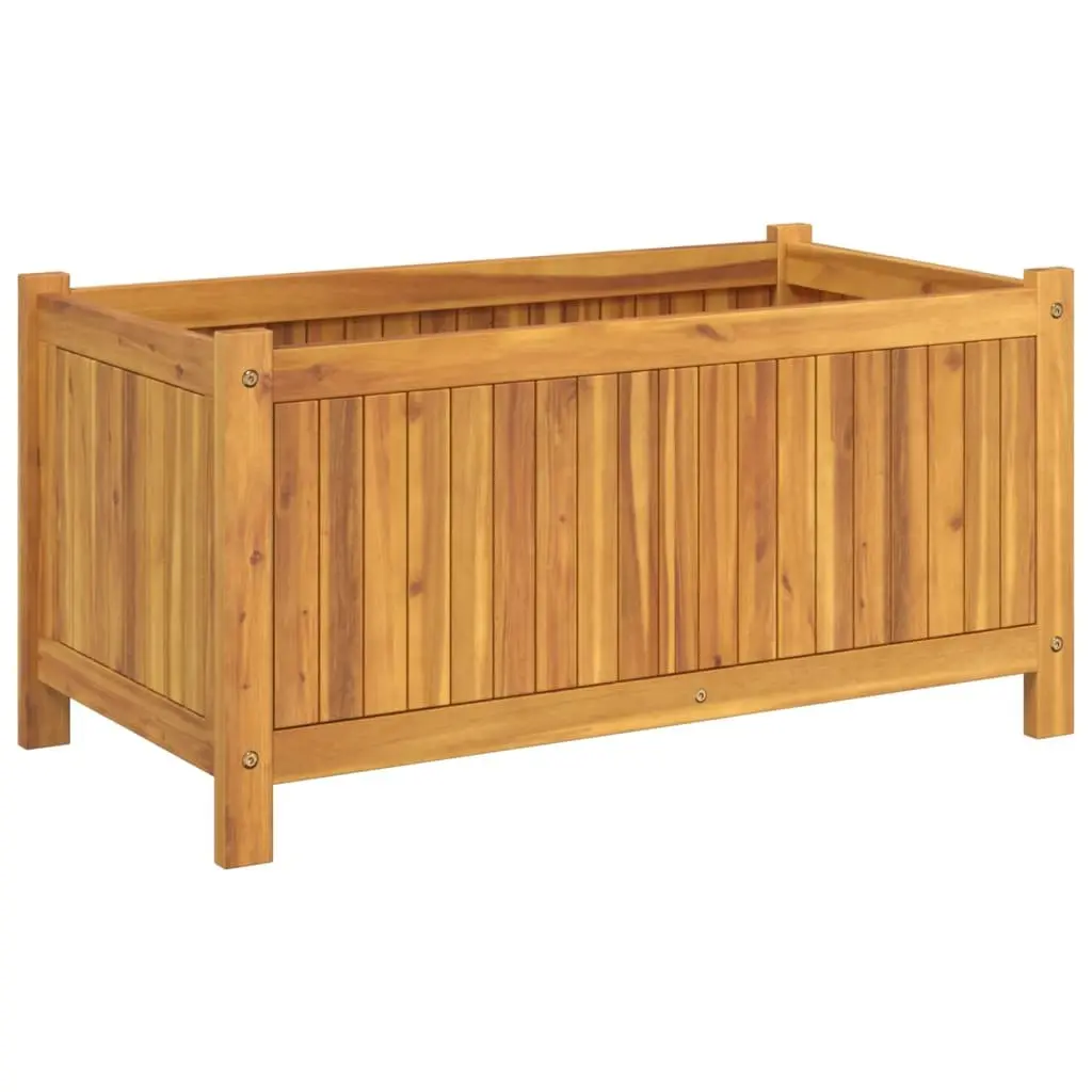 Wooden Garden Planter Box with Liner 80x42x40 cm Solid Wood Outdoor Flower Pot