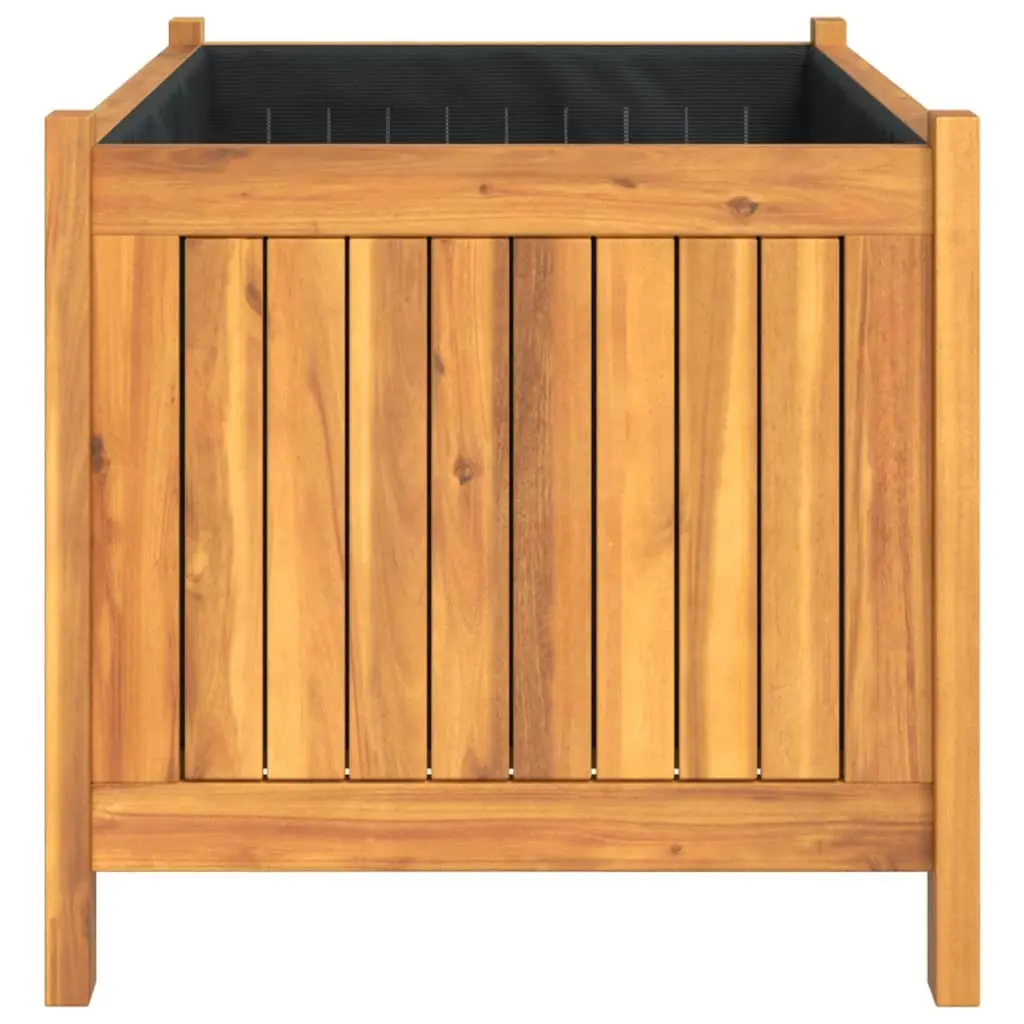 Wooden Garden Planter Box with Liner 80x42x40 cm Solid Wood Outdoor Flower Pot