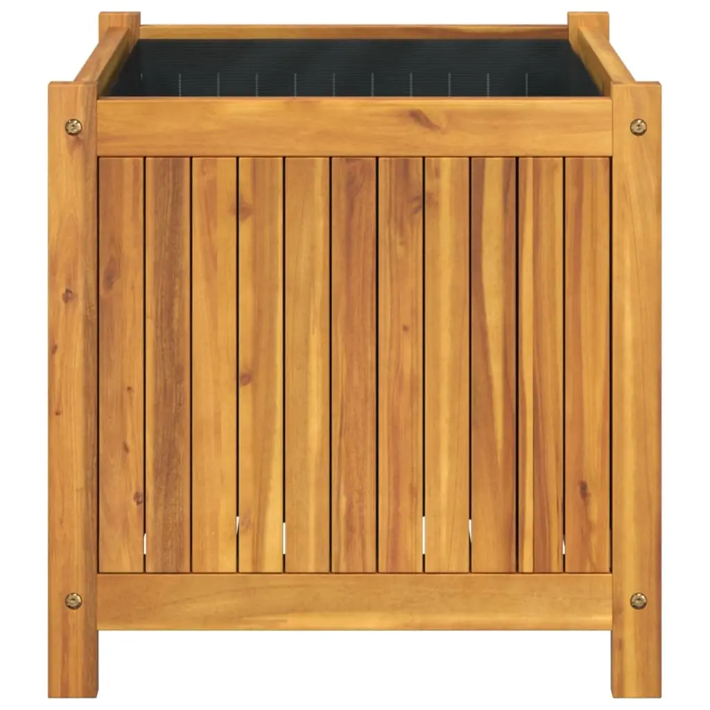 Acacia Wood Garden Planter Box Outdoor 50x50x50 cm Brown Solid Construction with Liner