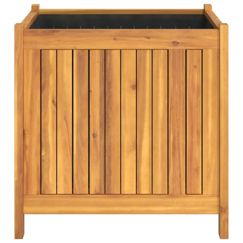 Acacia Wood Garden Planter Box Outdoor 50x50x50 cm Brown Solid Construction with Liner