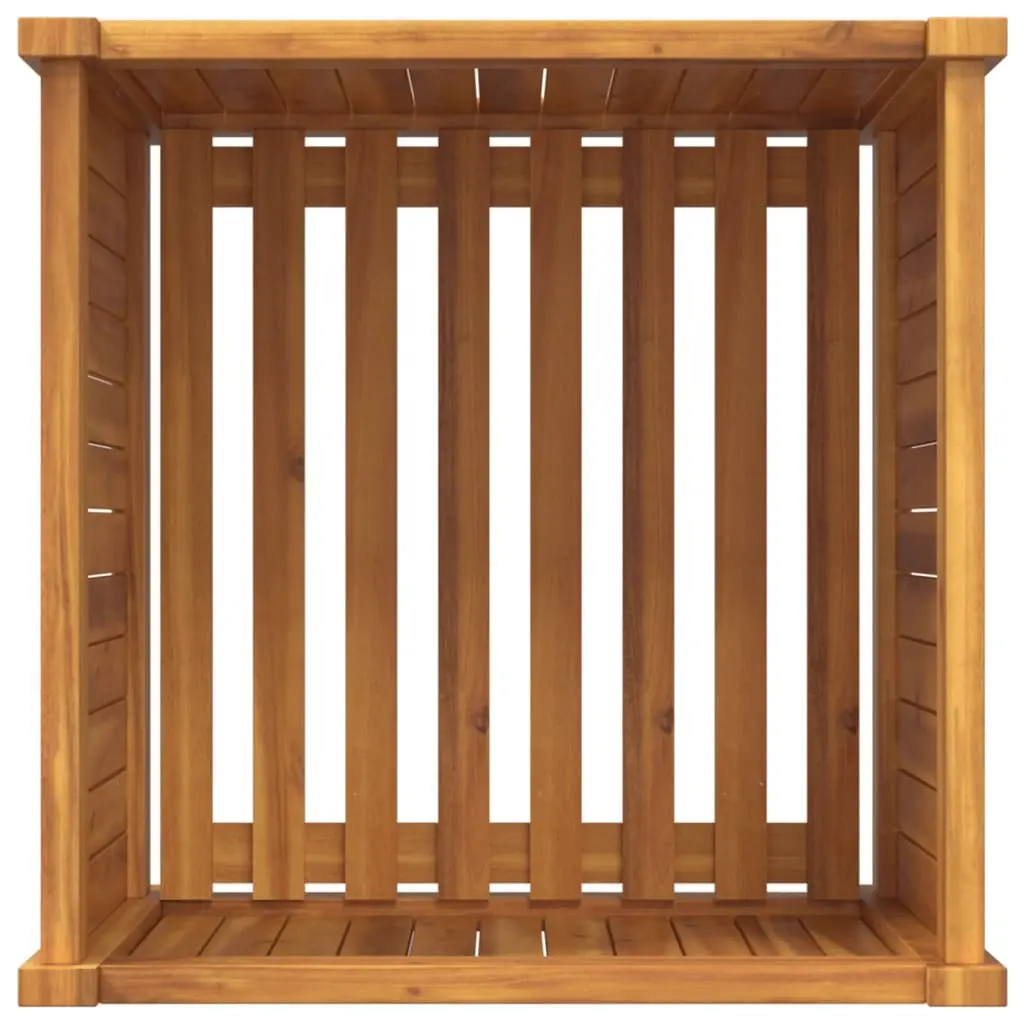 Acacia Wood Garden Planter Box Outdoor 50x50x50 cm Brown Solid Construction with Liner