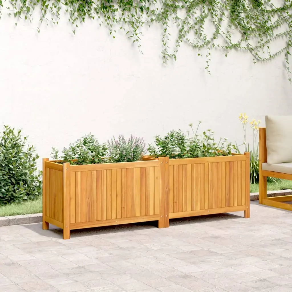 Garden Planter Box Acacia Wood 153 x 38.5 x 50 cm Brown Outdoor