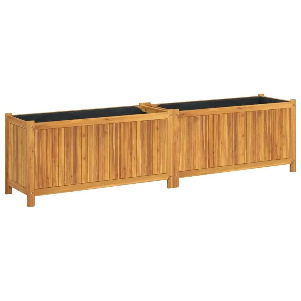 Garden Planter Box Solid Acacia Wood 199x38.5x50 cm Brown