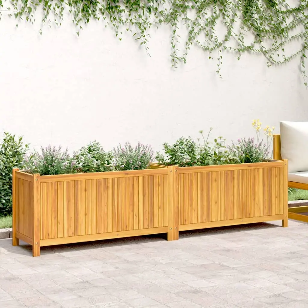Garden Planter Box Solid Acacia Wood 199x38.5x50 cm Brown