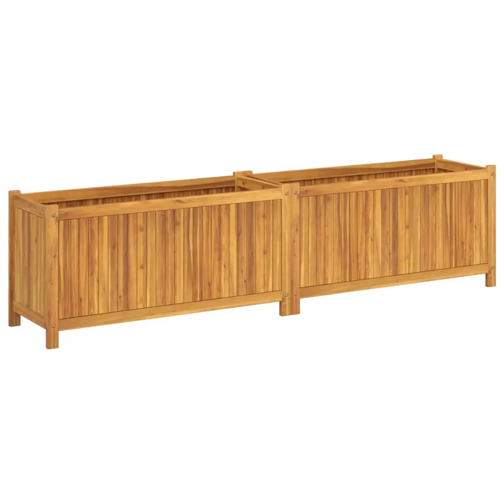 Garden Planter Box Solid Acacia Wood 199x38.5x50 cm Brown