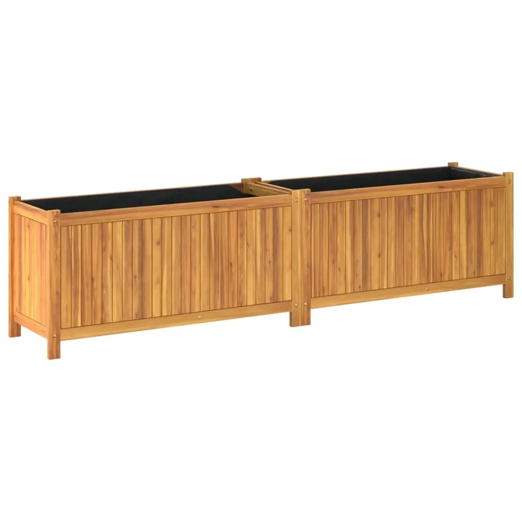Garden Planter Box Solid Acacia Wood 199x38.5x50 cm Brown