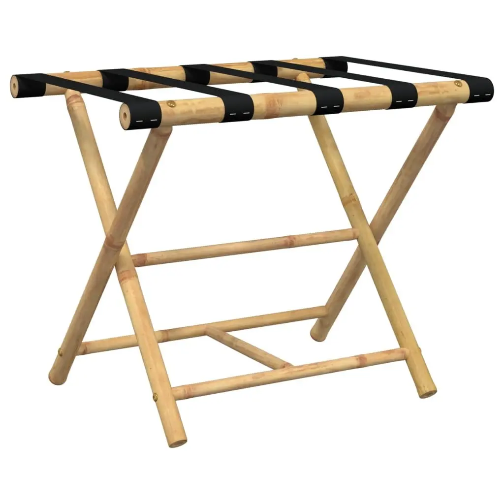 Folding Luggage Rack Bamboo Brown 62x42x50.5cm Two Shelf