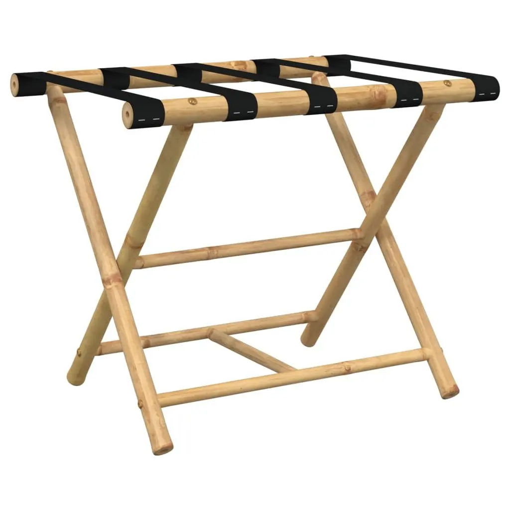 Folding Luggage Rack Bamboo Brown 62x42x50.5cm Two Shelf