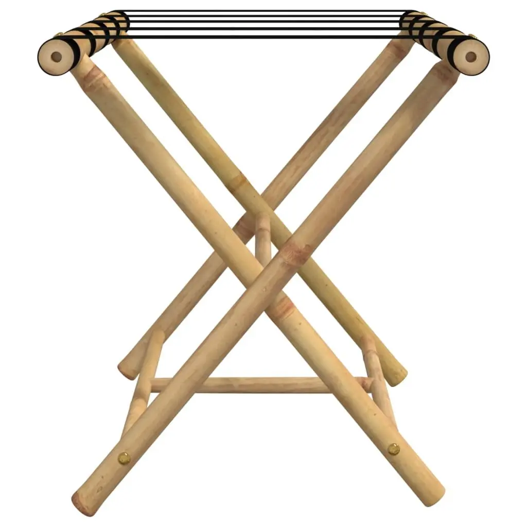 Folding Luggage Rack Bamboo Brown 62x42x50.5cm Two Shelf