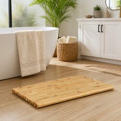 2-Piece Bamboo Bath Mats, Ideal for Bathrooms and More