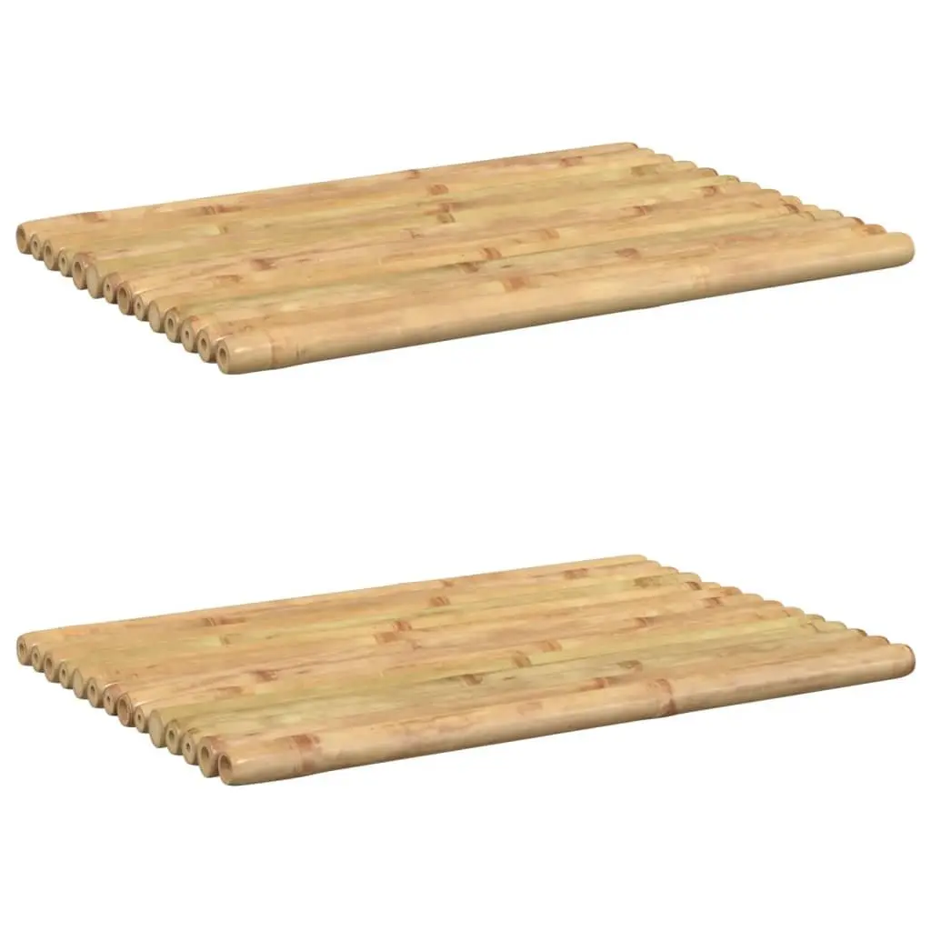 Bamboo Bath Mats 50x35 cm Brown Non-slip Floor Mat 2 Piece Set