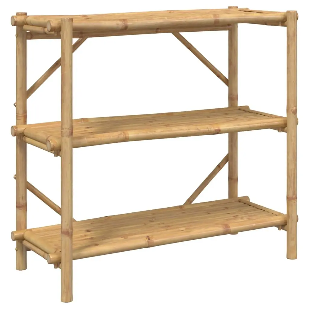 Bamboo Open Storage Shelf Brown 3 Tier 100x40x90 cm Display Bookcase Organiser